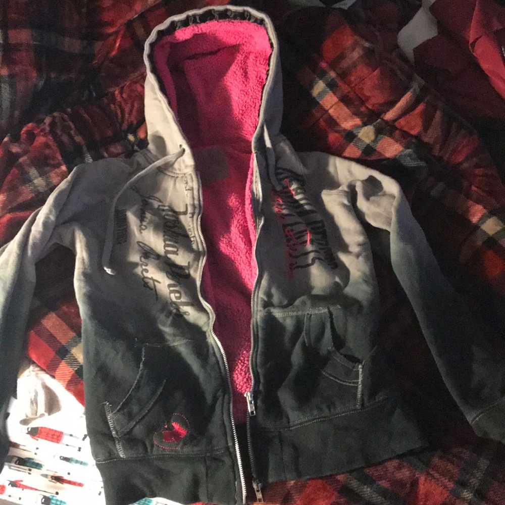 Joshua Perets L pink plush hoodie